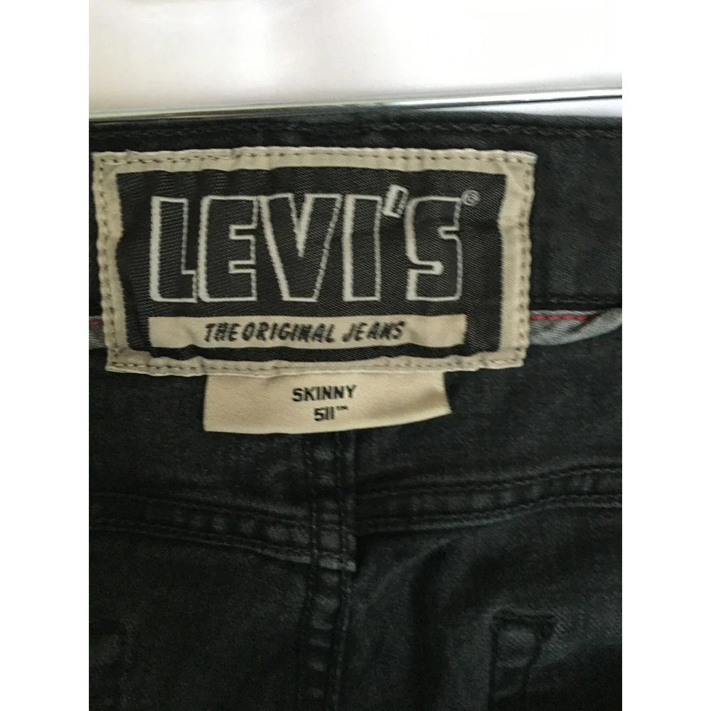 Levis 511 Skinny Jeans Mens 34x32 Faded Black Stretch Denim Pants